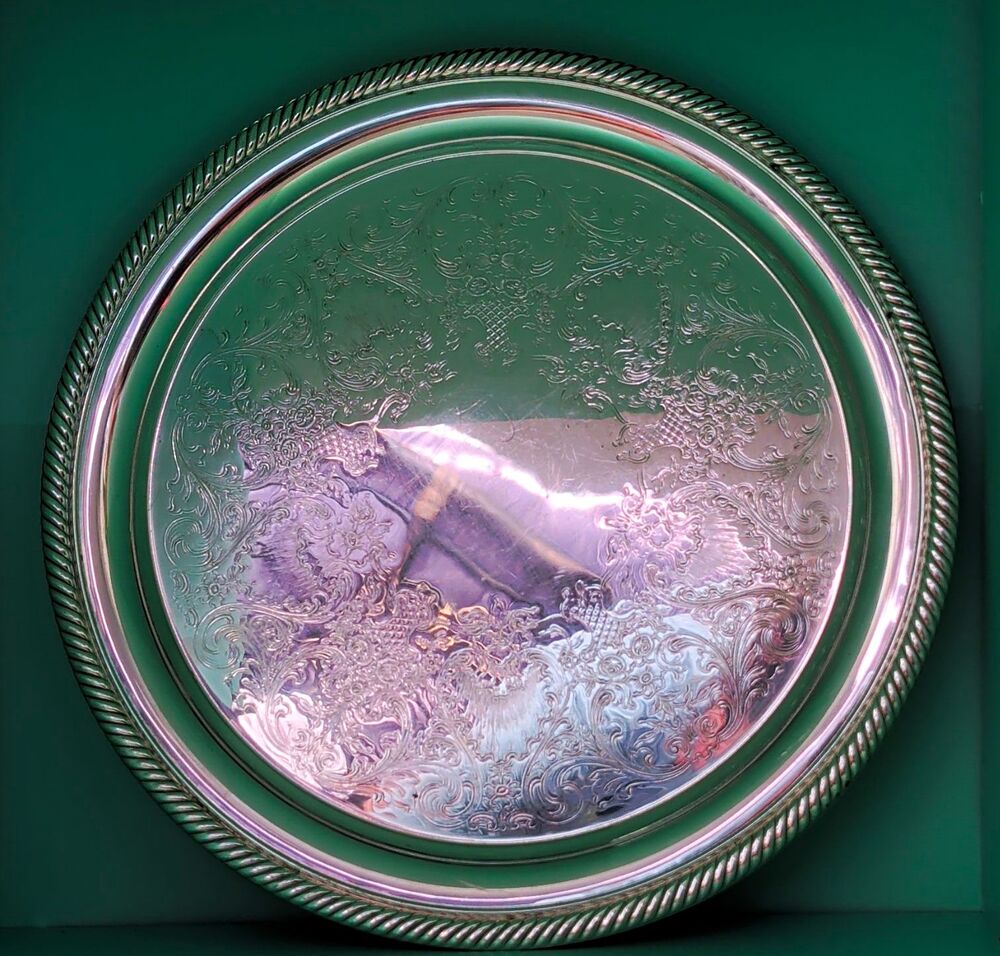 Castleton International Silver Company Round Silverplate Tray 10" #670